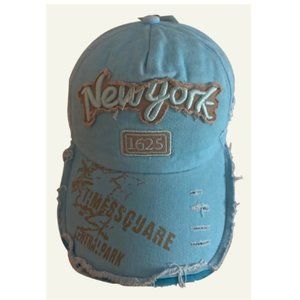 New York 1625 Embroidered Fashion Blue Washed Denim Cap Adjustable Baseball Hats